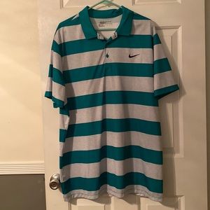 Mens Nike Golf Dri-Fit XXL polo shirt. Green and gray striped. Worn once.